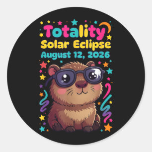 Solar Capybara Eclipse August 12 2026 Totality Classic Round Sticker
