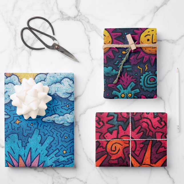 Solar Carnival Wrapping Paper Sheet (Front)