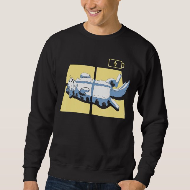 Solar Charging Funny Cat Lazy For Cat Lover Sweatshirt (Front)