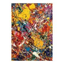 Solar Collision Vibrant Drip Painting Abstract Art
