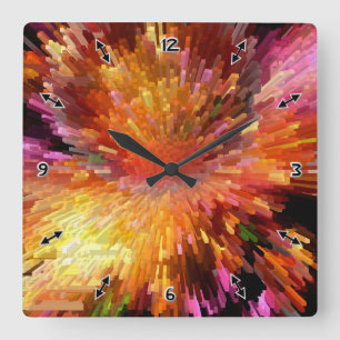 Solar Cube Blast Square Wall Clock