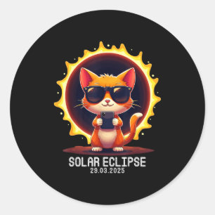 Solar Eclipse 03 29 Cat Classic Round Sticker