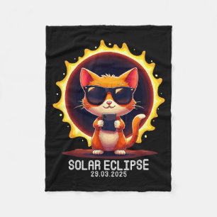 Solar Eclipse 03 29 Cat Illustration Fleece Blanket