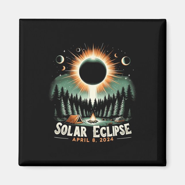 Solar Eclipse 04.08.2024 American Solar Eclipse  Magnet (Front)