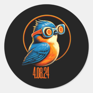 Solar Eclipse 04 08 2024 Eastern Bluebird Eclipse Classic Round Sticker