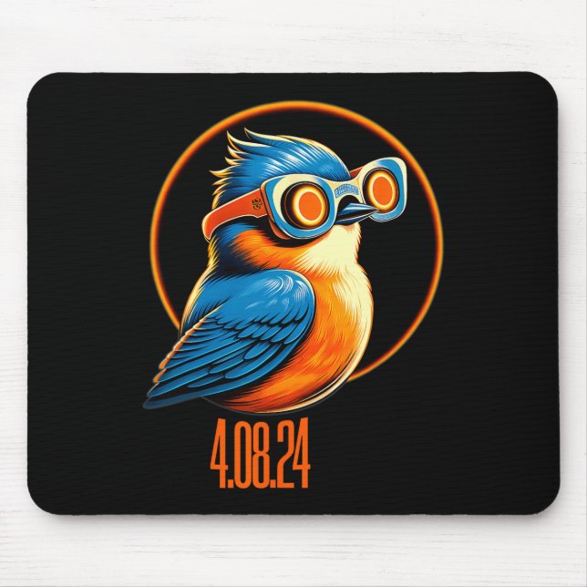 Solar Eclipse 04 08 2024 Eastern Bluebird Eclipse  Mouse Pad (Front)