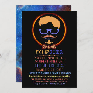 Solar Eclipse 2017 Viewing Party Funny Hipster Invitation