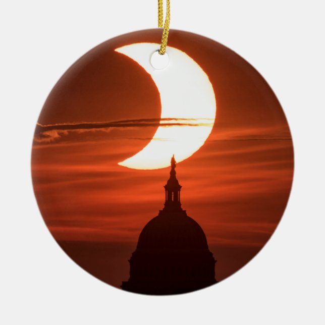 Solar Eclipse 2021 Ceramic Ornament (Front)