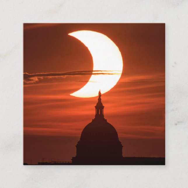 Solar Eclipse 2021 Square Business Card (Front)