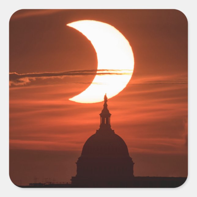 Solar Eclipse 2021 Square Sticker (Front)