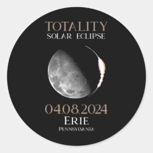 Solar Eclipse 2024 04.08.24 Erie Pennsylvania Classic Round Sticker