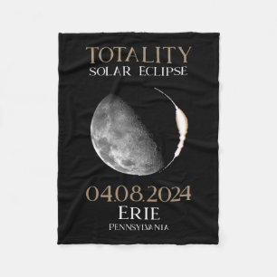 Solar Eclipse 2024 04.08.24 Erie Pennsylvania  Fleece Blanket
