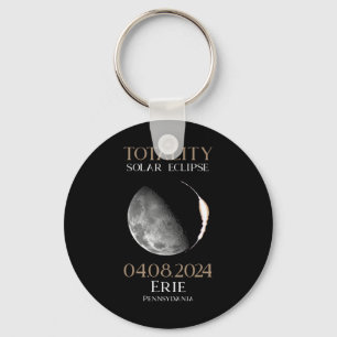 Solar Eclipse 2024 04.08.24 Erie Pennsylvania Key Ring