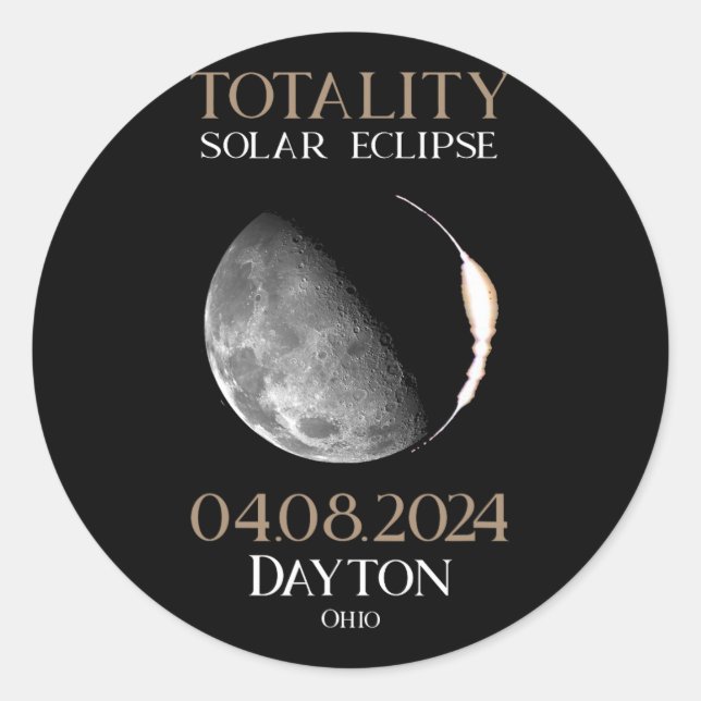 Solar Eclipse 2024 04 Dayton Ohio  Classic Round Sticker (Front)