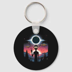 Solar Eclipse 2024 Alien April 8 America Totality Key Ring