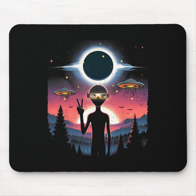 Solar Eclipse 2024 Alien April 8 America Totality  Mouse Pad (Front)