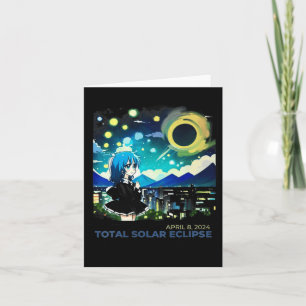 Solar Eclipse 2024 Anime Style Art Card