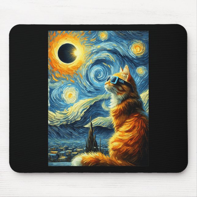Solar Eclipse 2024 April 8 Cat Totality Solar Ecli Mouse Pad (Front)