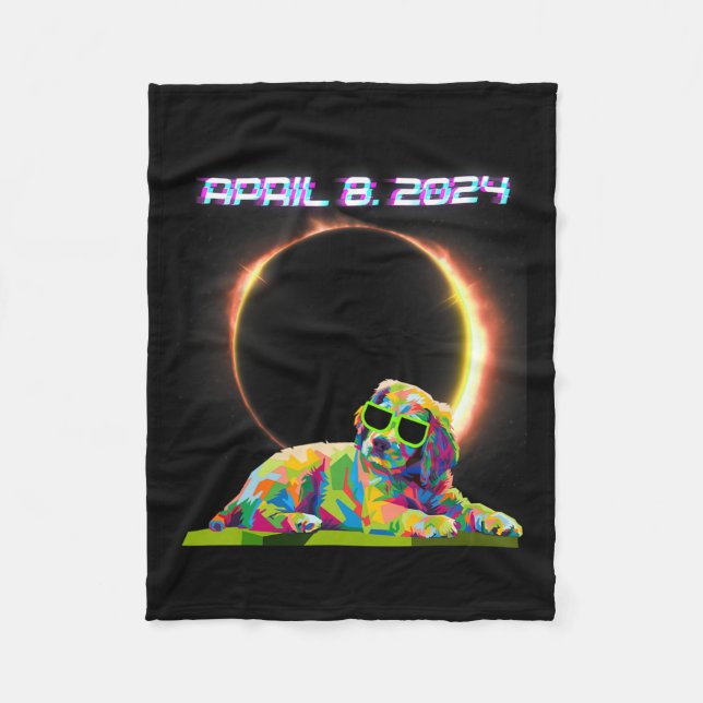 Solar Eclipse 2024 April 8 Dog Solar Eclipse Glass Fleece Blanket (Front)