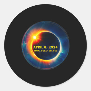 Solar Eclipse 2024 April 8 Dog Solar Eclipse Gles Classic Round Sticker