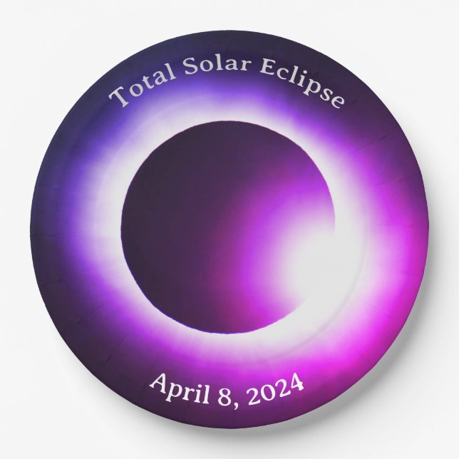 Solar eclipse 2024, April 8th Paper Plate (Front)