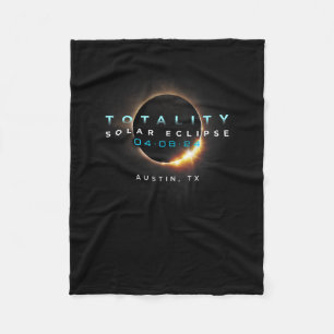 Solar Eclipse 2024 Austin  Fleece Blanket
