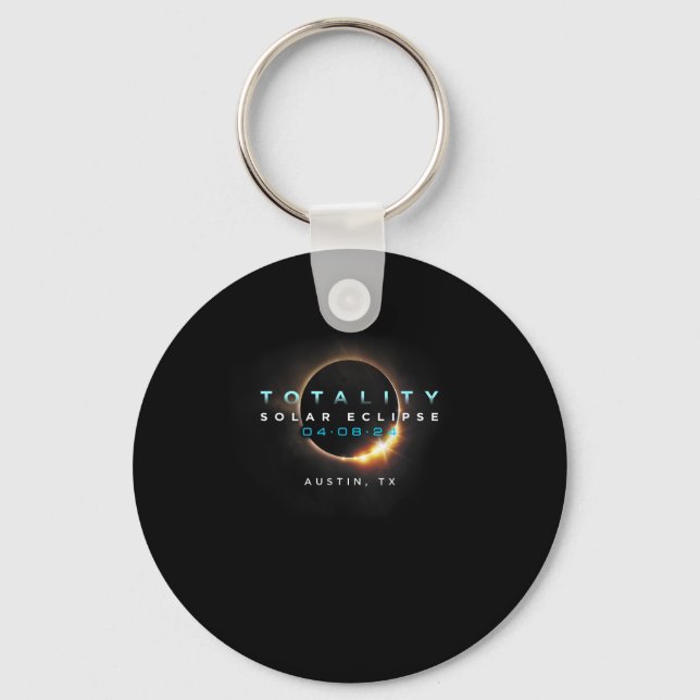 Solar Eclipse 2024 Austin  Key Ring (Front)