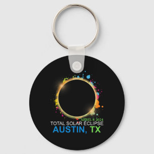 Solar Eclipse 2024 Austin Texas Colourful Totality Key Ring