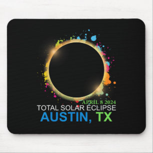Solar Eclipse 2024 Austin Texas Colourful Totality Mouse Pad