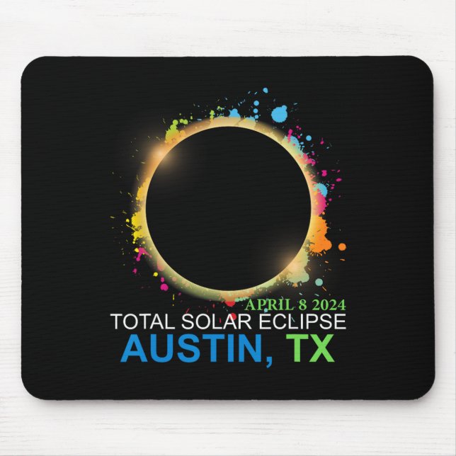 Solar Eclipse 2024 Austin Texas Colourful Totality Mouse Pad (Front)
