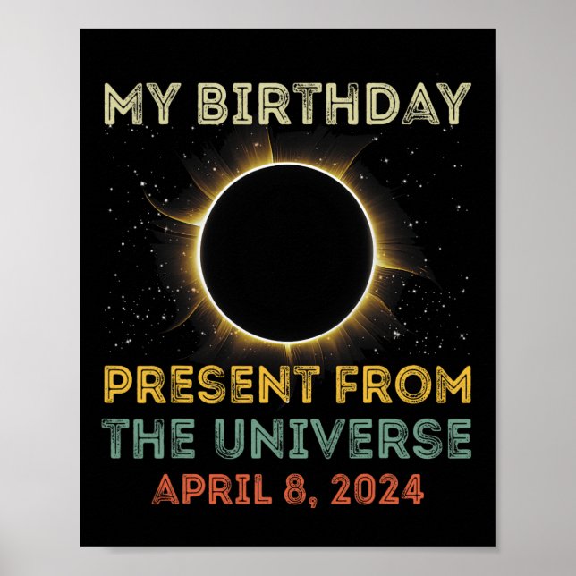 Solar Eclipse 2024 Birthday Present 4.8.24 Totalit Poster (Front)