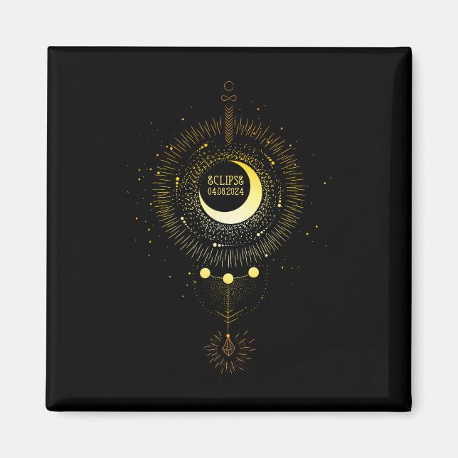 Solar Eclipse 2024 Boho Sun Moon Path Total Lunar  Magnet (Front)