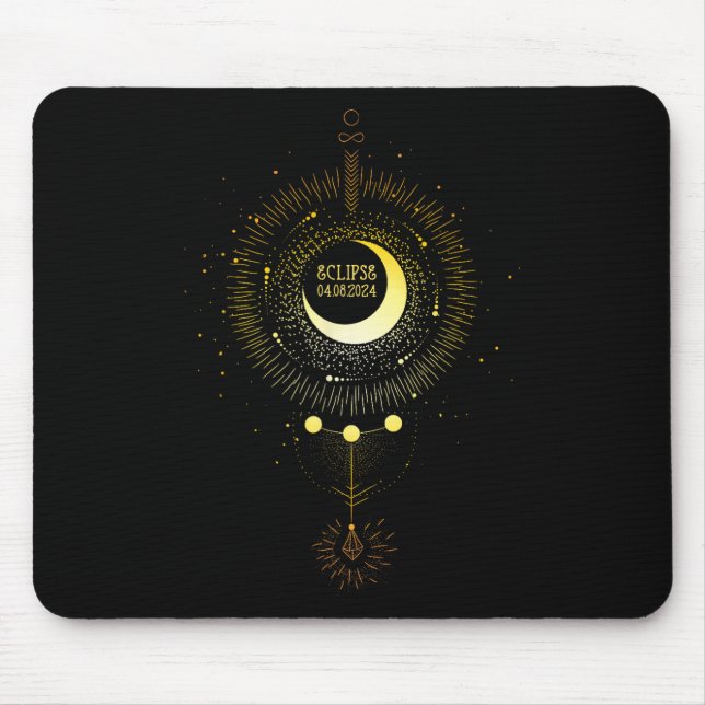 Solar Eclipse 2024 Boho Sun Moon Path Total Lunar  Mouse Pad (Front)