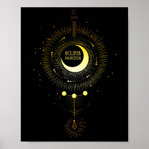 Solar Eclipse 2024 Boho Sun Moon Path Total Lunar  Poster