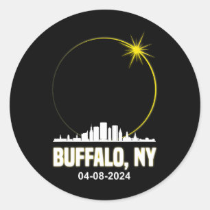 Solar Eclipse 2024 Buffalo Skyline Total Solar Ecl Classic Round Sticker