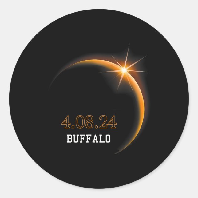 Solar Eclipse 2024 Buffalo Totality Spring 4.08.24 Classic Round Sticker (Front)