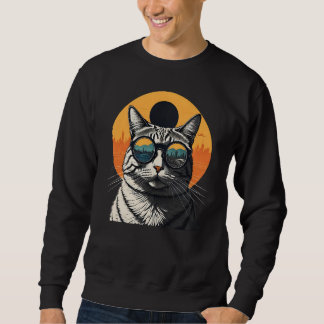 Solar Eclipse,2024 Cat Wearing Solar Eclips Glasse Sweatshirt