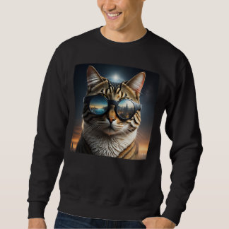 Solar Eclipse,2024 Cat Wearing Solar Eclips Glasse Sweatshirt