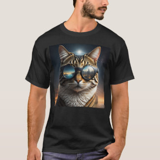 Solar Eclipse,2024 Cat Wearing Solar Eclips Glasse T-Shirt