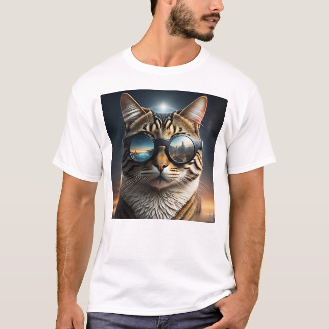 Solar Eclipse,2024 Cat Wearing Solar Eclips Glasse T-Shirt (Front)