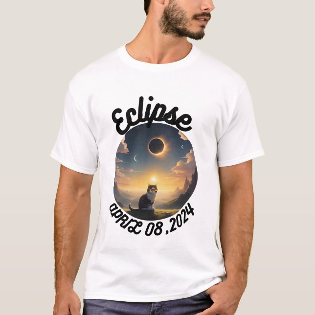 Solar Eclipse,2024 Cat Wearing Solar Eclips Glasse T-Shirt (Front)