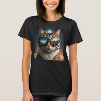 Solar Eclipse,2024 Cat Wearing Solar Eclips Glasse T-Shirt