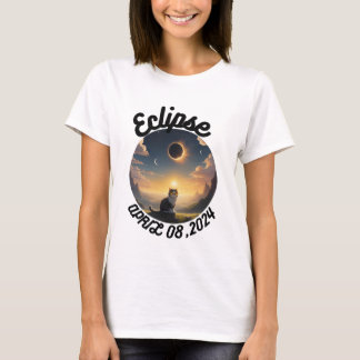 Solar Eclipse,2024 Cat Wearing Solar Eclips Glasse T-Shirt