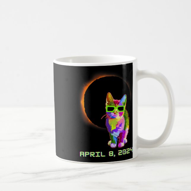 Solar Eclipse 2024 Cat Wearing Solar Eclipse Glass Coffee Mug (Right)