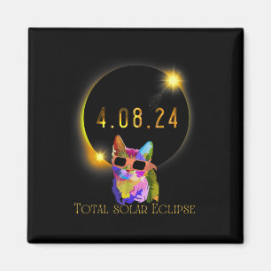 Solar Eclipse 2024 Cat Wearing Solar Eclipse Glass Magnet