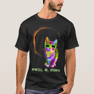 Solar Eclipse 2024 Cat Wearing Solar Eclipse Glass T-Shirt