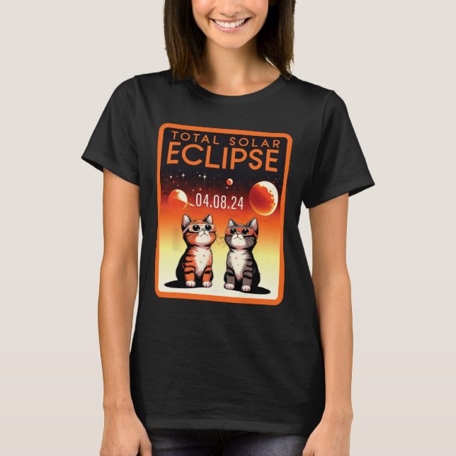 Solar Eclipse 2024 Cats Total Solar Eclipse 4.08.2 T-Shirt (Front)