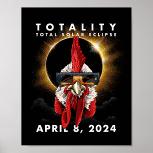 Solar Eclipse 2024 Chicken Rooster  Poster