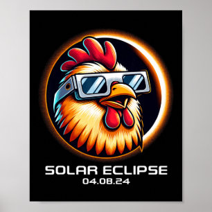 Solar Eclipse 2024 Chicken Totality Cute Matching Poster