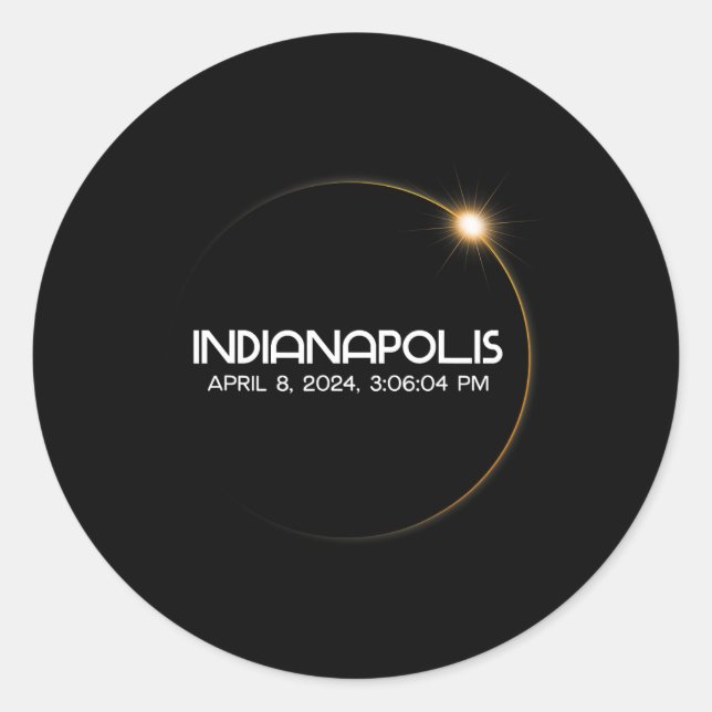 Solar Eclipse 2024 City  Classic Round Sticker (Front)